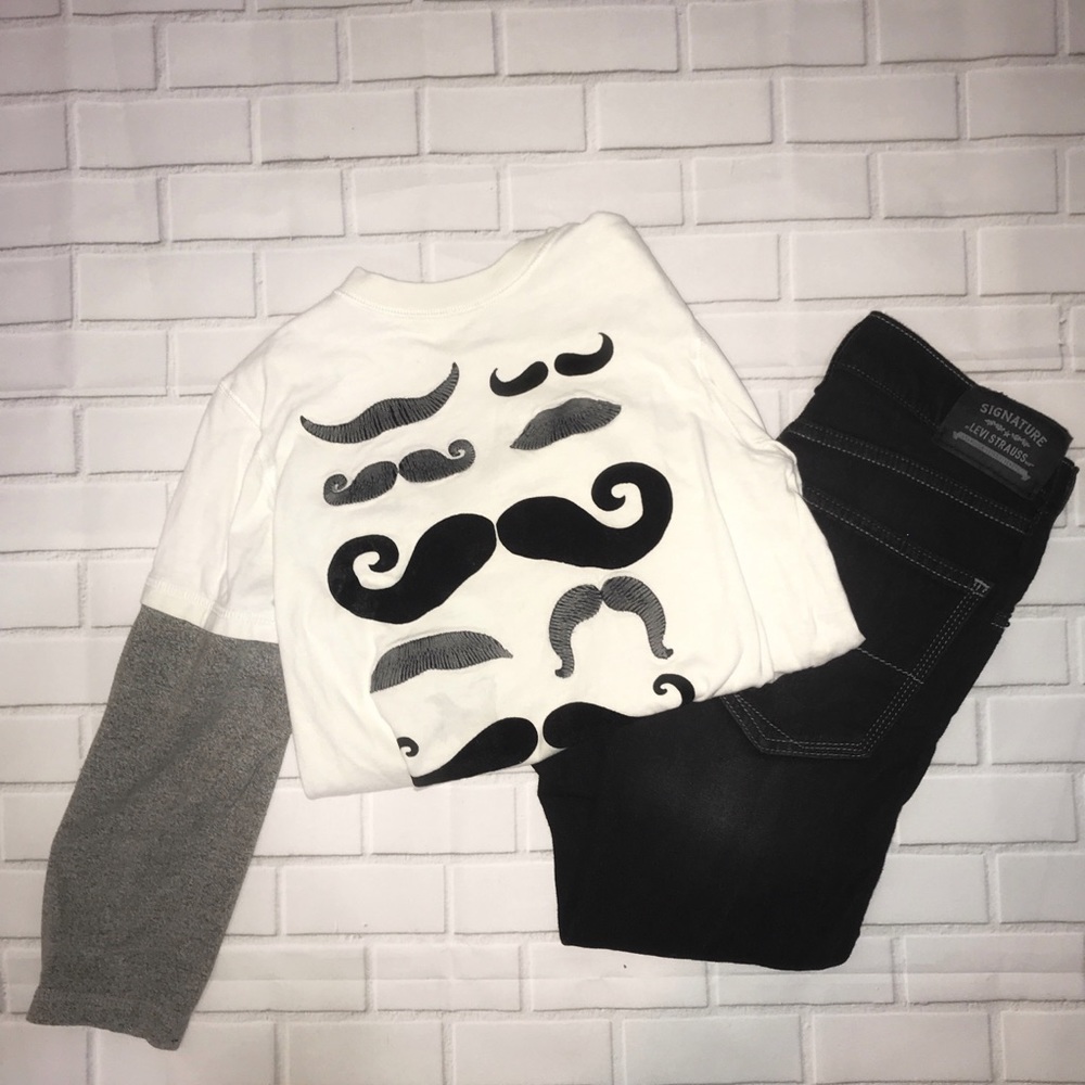 Gymboree Ls Mustache Graphic tee size 7